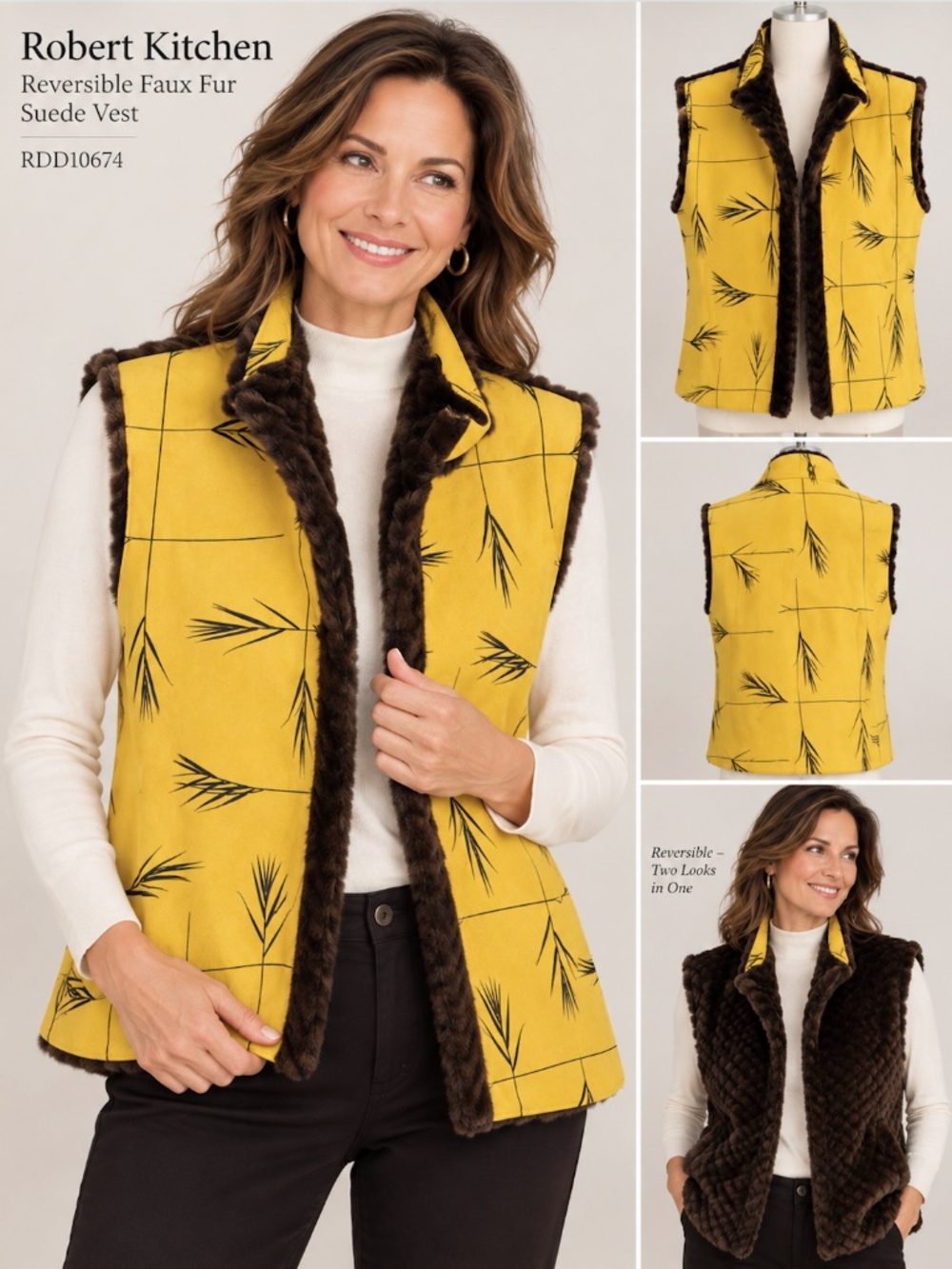 Robert Kitchen Reversible Faux Suede/Fur Vest